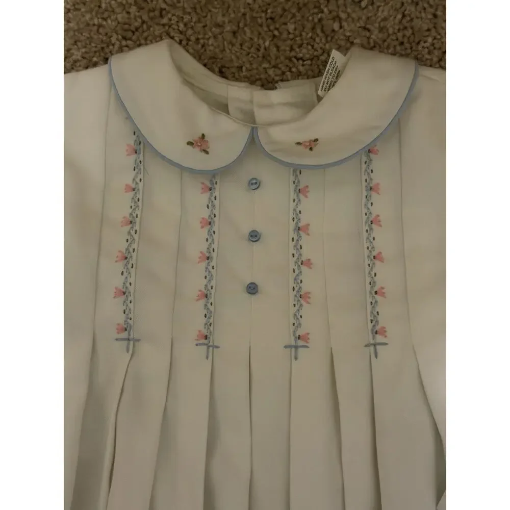 Luli & Me Heirloom White Smocked Dress Peter Pan Collar Size 24 Months